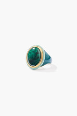 Tabarin Ring Metal Gold Malachite