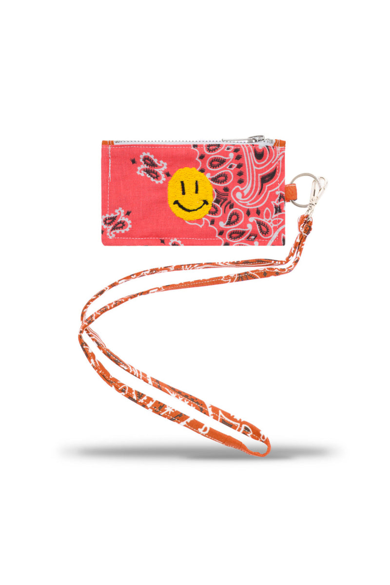 Card Holder Happy Face Honey Suckle Burnt Orange