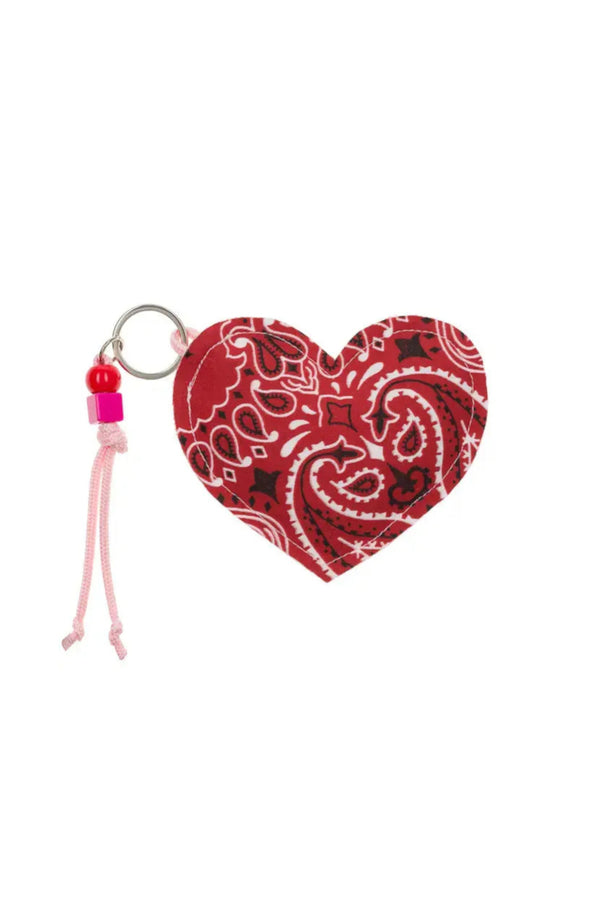 Key Ring Heart Vintage Red Pale Pink