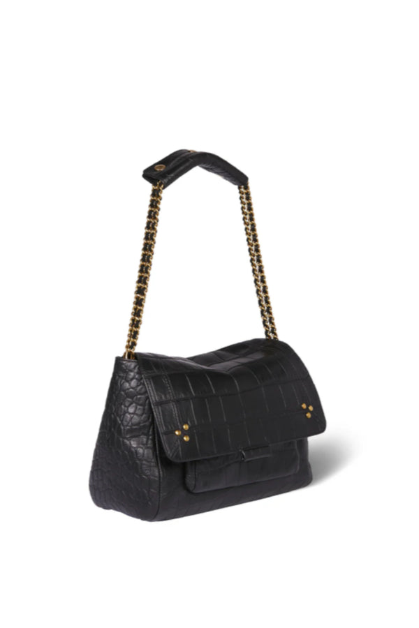 Lulu M Bag Black Printed Croco