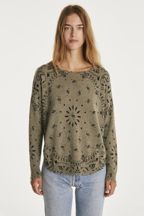 Mela Bandana Sweater Khaki Mottled