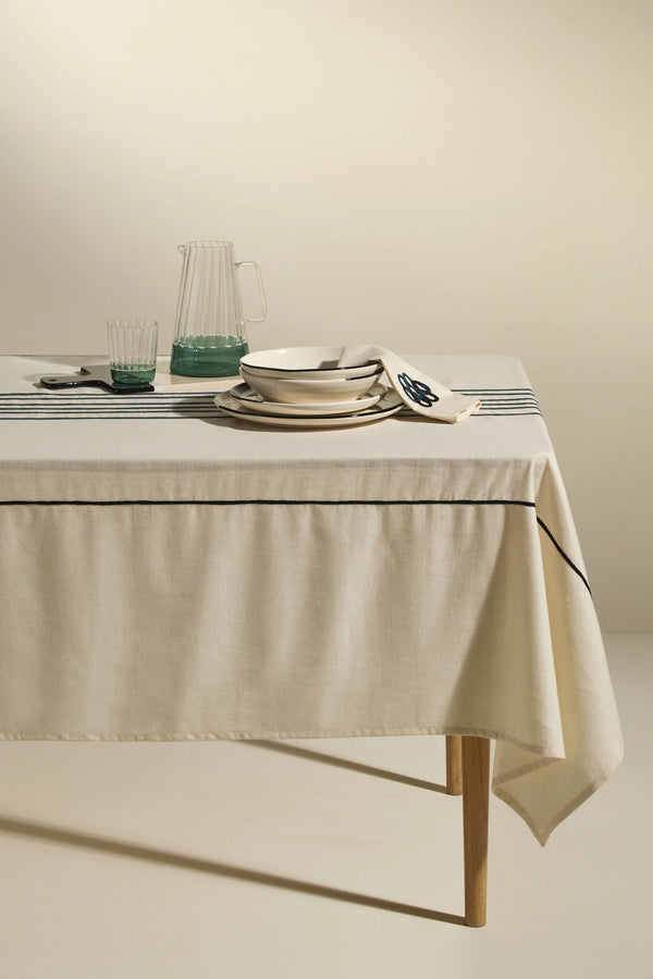 Echo 300X175 Tablecloth Cream Blue Sarah