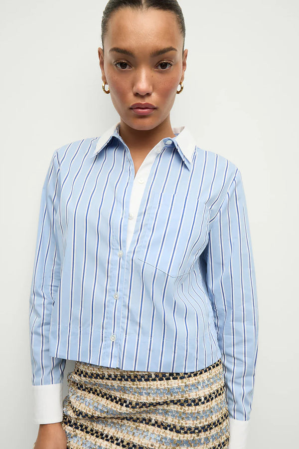 Maia Double Collar Shirt Blue Sky/White