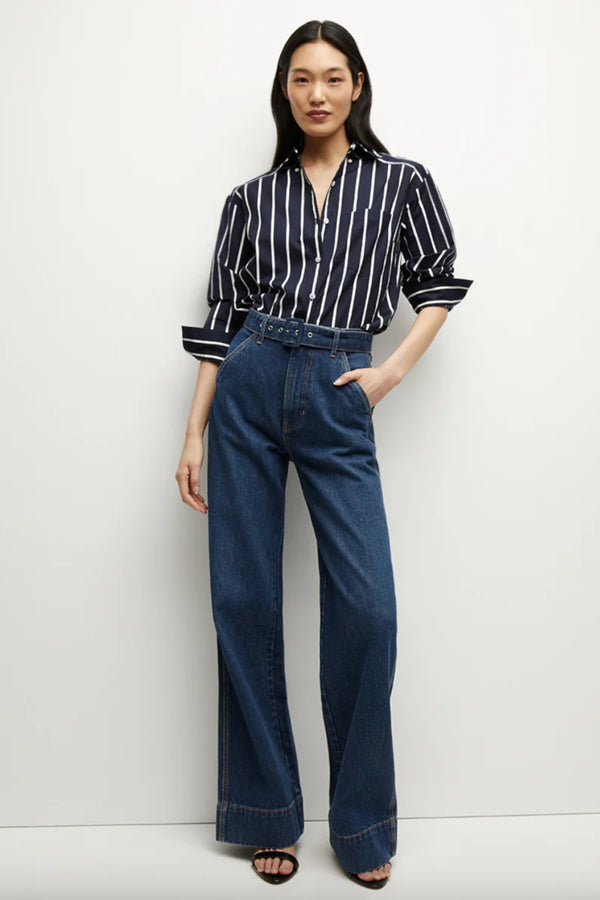 Taylor High Rise Wide Leg Pants Dusted Oxford