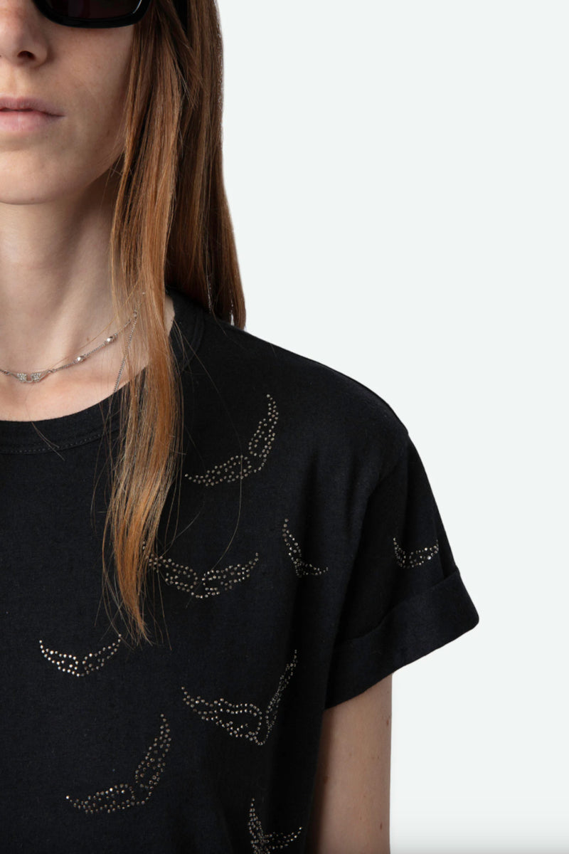 Anya Rain Strass Wings T-Shirt Stone