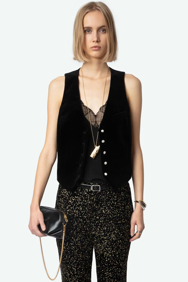 Emaux Velvet Vest Black