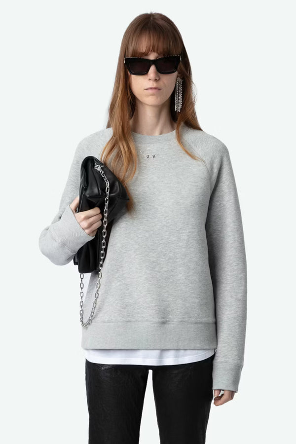 Upper Pmo Wings Strass Sweater Mottled Grey