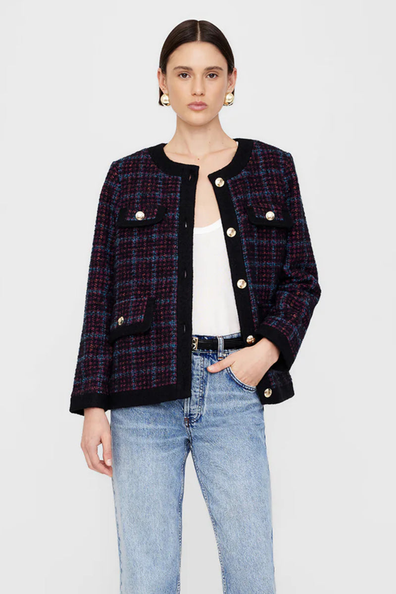 Lydia Jacket Blue and Red Tweed