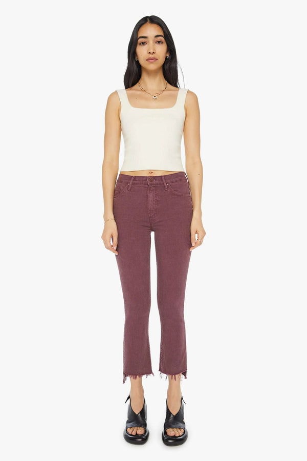 The Insider Crop Step Fray Pants Mauve Wine