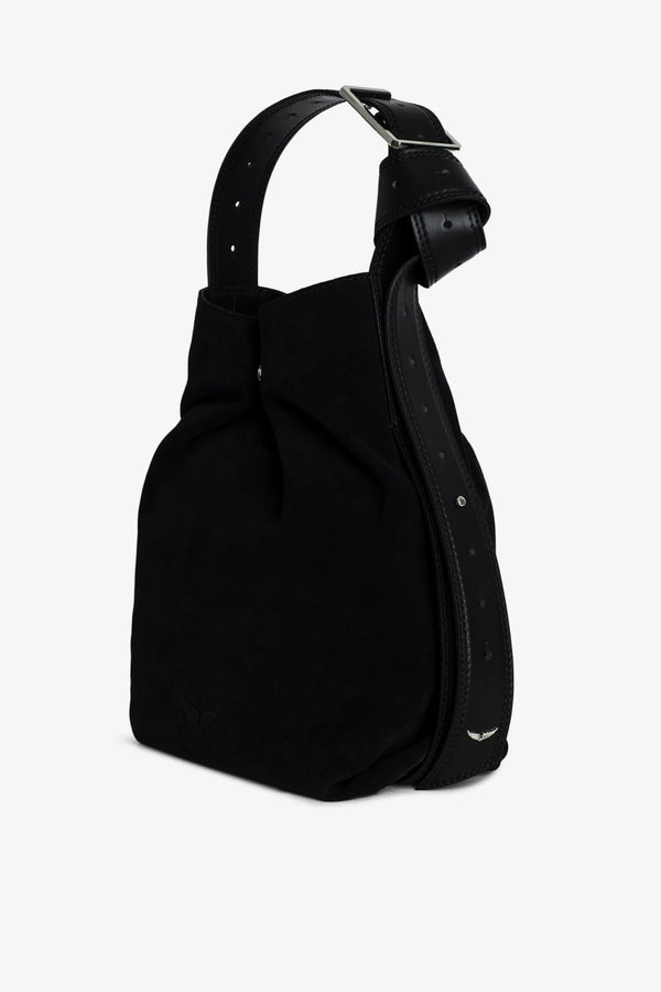 Le Cecilia Hobo Suede Bag Black